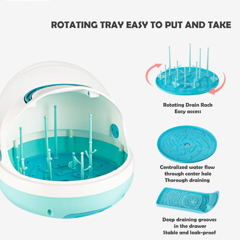 KALWEL Baby Bottle Drying Rack,Bottle Drying Rack,Baby Bottle Dryer,Baby Bottle Drying Rack with Cover,Baby Drying