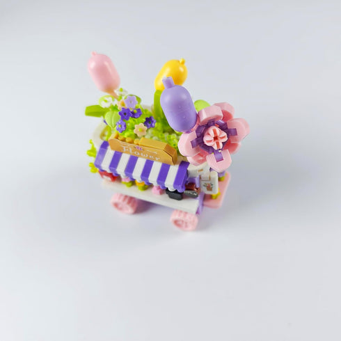 Sacblirr Set Romantic Flowers Food Stand Selling Cart Building Toy Block City Street View Collection Home House