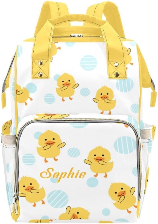 NZOOHY Rubber Duck Swimming Personalized Diaper Bag Backpack,Custom Name Diaper Backpack Baby Nappy