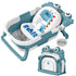 wiqins Collapsible Baby Bathtub for Newborns with Thermometer and Soft Floating Cushion Portable