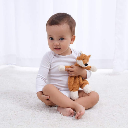 Apricot Lamb Stuffed Animals Security Blanket, Yellow Fox Infant Nursery Character Blanket, Luxury Snuggler Plush