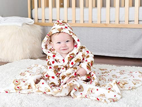 Baby Starters Super Soft Sock Monkey Baby Blanket, Ivory and Red, 30"x40" for Newborns and Moms