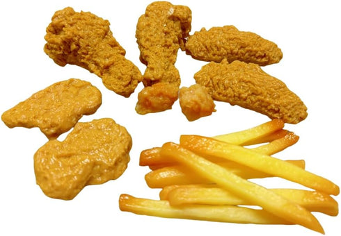 Generic 17pcs Set, Artificial Fake Fried Food Model Included Fake Fried Chicken Leg &Wing&Nuggets&Popcorn and Fake