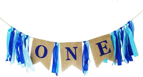 The Only One 1st No.1 KB002 Baby Boy Birthday Boy Decorations Include High Chair Banner - Cake Party Supplies - Happy