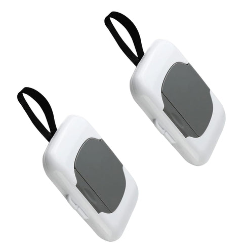 Enyolidimk 2Pcs Travel Wipes Case, Wipe Dispenser, Portable Refillable Wipe Container,Reusable Travel Baby