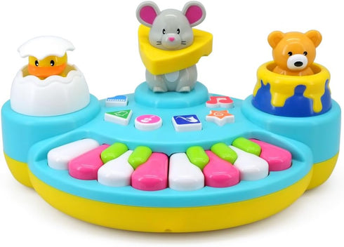 Kiddieland Musical Buddies Toddler Piano with Pop-Up Animals, Interactive Baby Keyboard, Lights