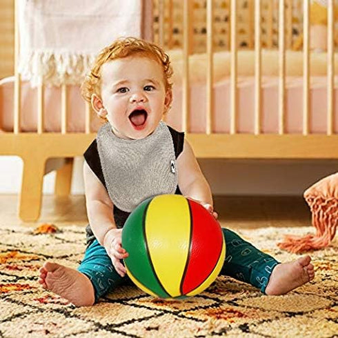 Waterproof Baby Bibs for Girls and Boys, Unisex Cotton Solid Knit Infant Feeding Bibs