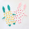 Bunny Security Blanket for Boys and Girls, Cotton Soft Breathable Muslin Soothing Towel, 2 Pcs Set (Strawberry & Orange)