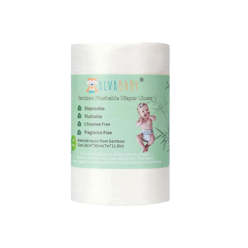 ALVABABY Diaper Liner for Baby Cloth Diapers | 11.8x7.1 Inch Natural Soft Disposable Diaper Liners | Fragrance Free,