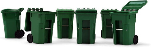First Gear 1/34 Scale Plastic Collectible Green Trash Carts - Set of