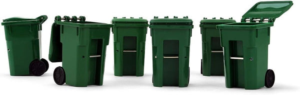 First Gear 1/34 Scale Plastic Collectible Green Trash Carts - Set of