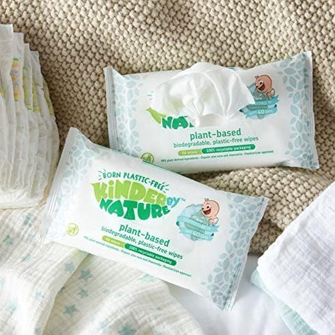 100% 224 Count (4 Packs 56) 99% Kinder by Nature Plant Based Baby Wipes - Biodegradable & Compostable, of - Plant-Based