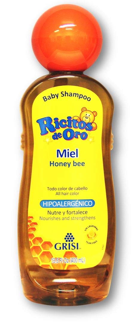 Honey Bee Ricitos de Oro Shampoo | Baby Shampoo with Pop-Up Rattle Cap, Paraben Free, 13.5 Fl