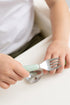 Set, 2 Pack Ubbi Toddler Utensils Stainless Steel Fork & Spoon with Easy-Grip Silicone Handles, Kids Silverware