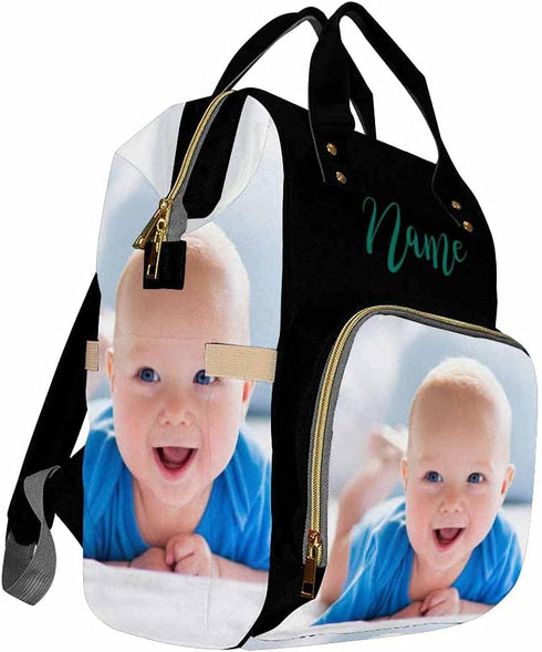 InterestPrint Backpack Day-pack Personalized with Name, Custom Photo Diaper Bag Fashion Nursing Bags Shoulder Bag