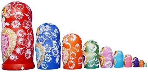 YAKELUS 10pcs Handmade1051 Russian Nesting Dolls for Kids Matryoshka Doll