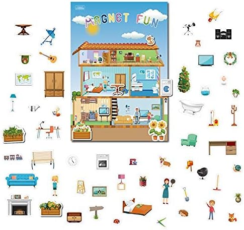 Magnetic Portable Playboard Doll House Family Magnets for Toddler Kids, Perfect Preschool Learning Travel Toy (65 Pcs)