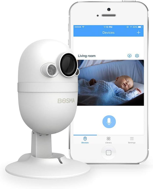 BOSMA CapsuleCam-S Baby Monitor, Indoor Security Camera with Phone app, 1080p HD WiFi