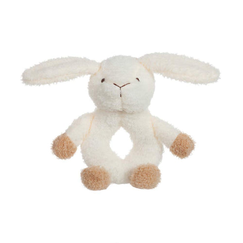 Apricot Lamb Baby Bunny Rabbit Soft Rattle Toy, Plush Stuffed Animal, 6 Inches, Brown