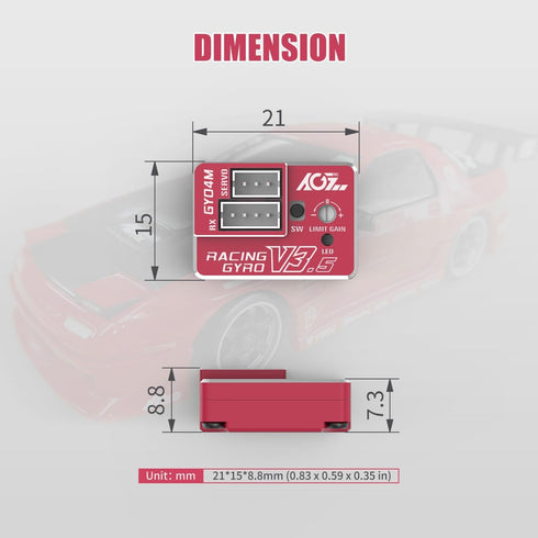 AGFRC Upgraded Mini Z RC Gyros, Mini Gyros for Drifting Mini-Z Car, Full Aluminum Precision Red RC Gyro Set