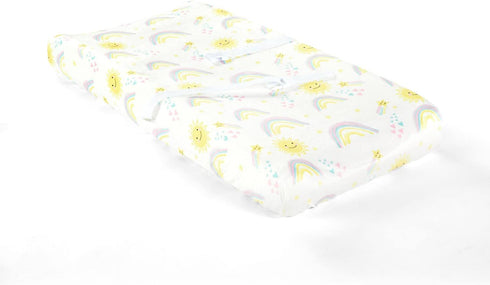 Lush Decor Sunshine Rainbow Soft & Plush Changing Pad Cover, 32" x 16", Yellow