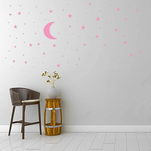 Moon and Stars Wall Decal Vinyl Sticker, Removable Kids Art DIY Mural for Baby Room Decoration, Good Night Nursery