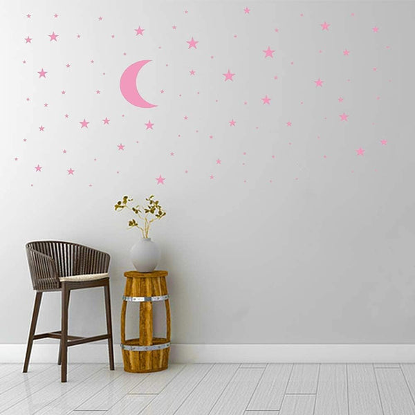 Moon and Stars Wall Decal Vinyl Sticker, Removable Kids Art DIY Mural for Baby Room Decoration, Good Night Nursery