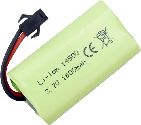 Fytoo 2PCS 3.7V 1600mAh Li-ion Battery with SM-2P Plug & 2PCS USB Charging Cable for 9962 8837 RC Toy Car
