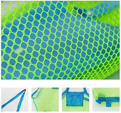BornFeel 18 12 18 Inch Large Mesh Bag for Beach Toys Beach Bag for Sand Toys Mesh Sand Toy Bag Tote Green/Blue x x