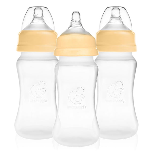 Nenesupply Silicone Baby Bottles Newborn Feeding Bottles Slow Flow Breastfeeding Bottle for