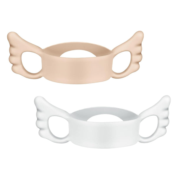 Aolso Silicone Baby Bottle Handles, 2PCS Pink/White Easy Grip Handles for Wide-Neck Bottles,