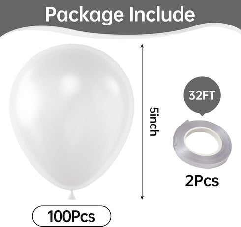 KALOR Clear Balloons, 100 Pcs 5 Inch Mini Matte Latex Balloons for Birthday Decoration, Wedding Party