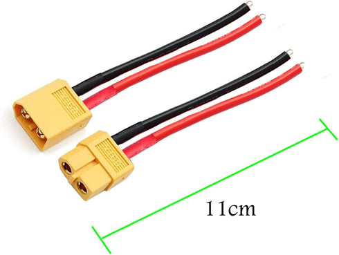 5 Pairs XT60 Pigtail,XT60 Male and Female Plug,XT60 Connector Adapter with 10cm 14AWG Silicone Wire for RC Lipo Battery FPV Racing Drone…