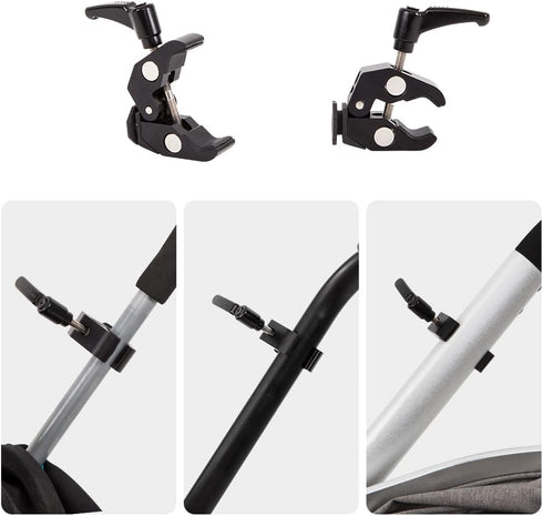Universal Cup Holder with Clips, Large Caliber Designed Holder for 2 Cups, Stroller Milk Bottle Drink Holder
