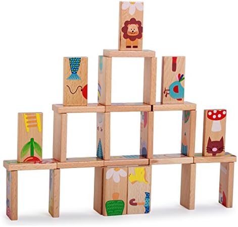 28 Pcs Educational Wooden Toy Domino Animal Puzzles Kids Game Gift