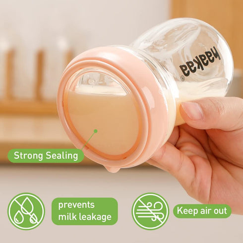 Gen.3 0m+ 6.3oz/180ml) haakaa Glass Baby Food Storage Jar- Food Storage Container Airtight Lid-Wide Neck Baby Bottle
