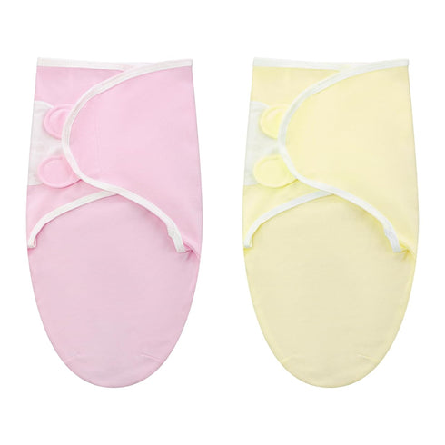 2 Pcs Preemie Swaddle Wrap, Adjustable Cotton Swaddle Blanket for Preemie Boys Girls Sleep (Pink, Yellow)