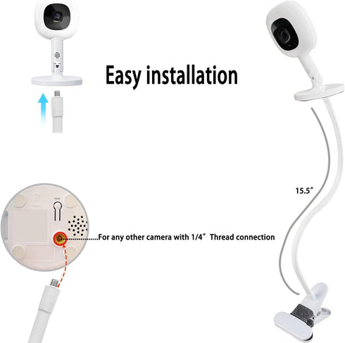 KHQBG 360 Flexible Baby Monitor Mount for Nanit Pro Smart Baby Monitor & Flex Stand |No Tools, No Wall Damage, Portable