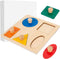 Montessori Multi Shape Wooden Puzzle Toy, Jumbo Wood Peg Educational Basic for Baby Toddler (5 Geometry Shape)