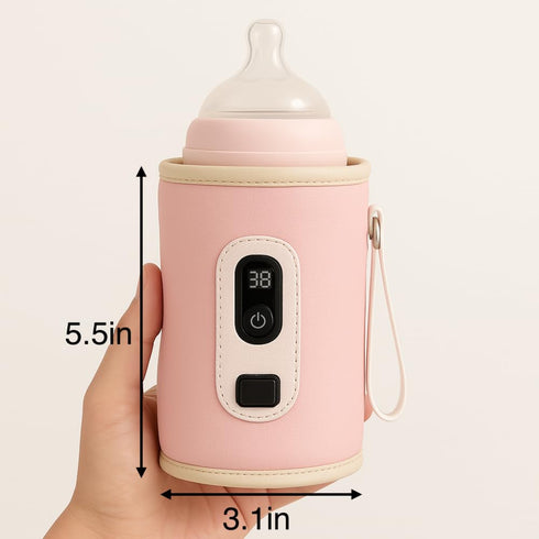 Generic Travel Baby Bottle Warmer with USB for Girls Digital Display, Adjustable Heating, Insulated Portable Sleeve