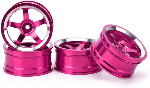 Tbest 4Pcs Wheel Hub Adapters Set, 1/10 Aluminum Alloy Wheel Rims for 94123 Tour Drift Car, 1/10 Drift Wheels