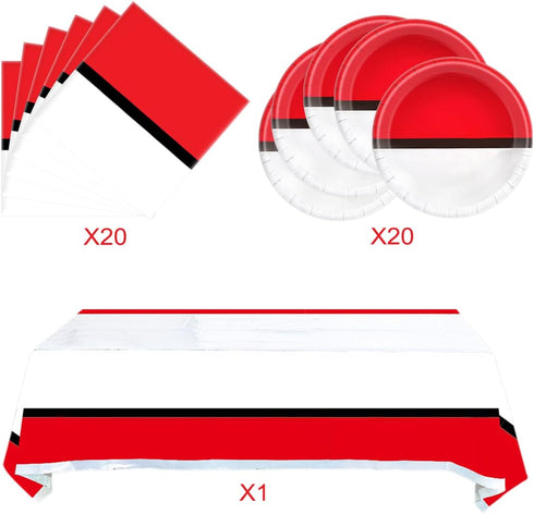 Cartoon Animation Birthday Party Supplies - Video Games Themed Party Tableware Includes 20 Plates, 20 Napkins, and