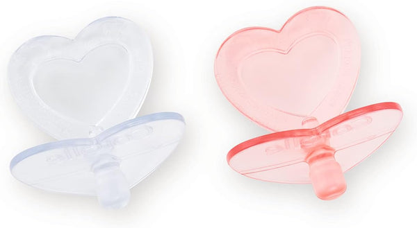 Corolle Heart Shaped Doll Pacifier Accessory, 2 Pack, Clear/Pink for 14-17" Dolls
