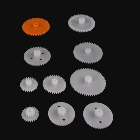 200pcs 0.5 Mold Plastic Motor Gears Small Set, Plastic Crown Gear, Single Double Reduction Gear for Electric Motor