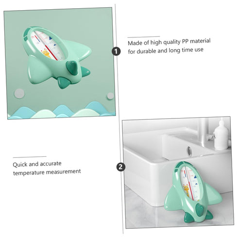 Bath Water Thermometer Green Cartoon Plane Shape Accurate Temperature Gauge Safe Bath Tub Accessory for Newborns