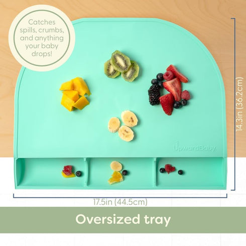 UpwardBaby Rectangular Silicone Placemat - Suction Food Catcher for High Chair & Kids, Non-Slip Washable Table Mats