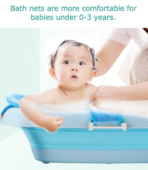 Baby Bath Tub Portable Non-slip Mesh Bathtub, Newborn Infants Toddlers Spine Protection Pad, Folding Bath Mat for Boys