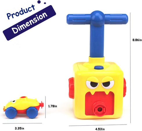 3+ LiKee Balloon Powered Cars Balloon Racers with Manual Balloon Pump for Kids Boys Girls and Classroom (Yellow