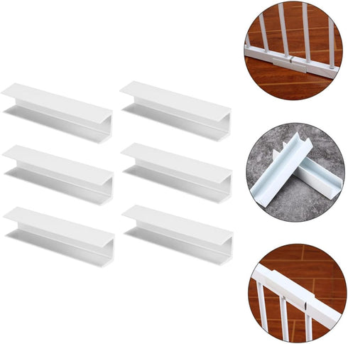 6pcs Safety Door Reinforcement Slot Fence Repair Groove for Stairs Dog Gate, PVC White