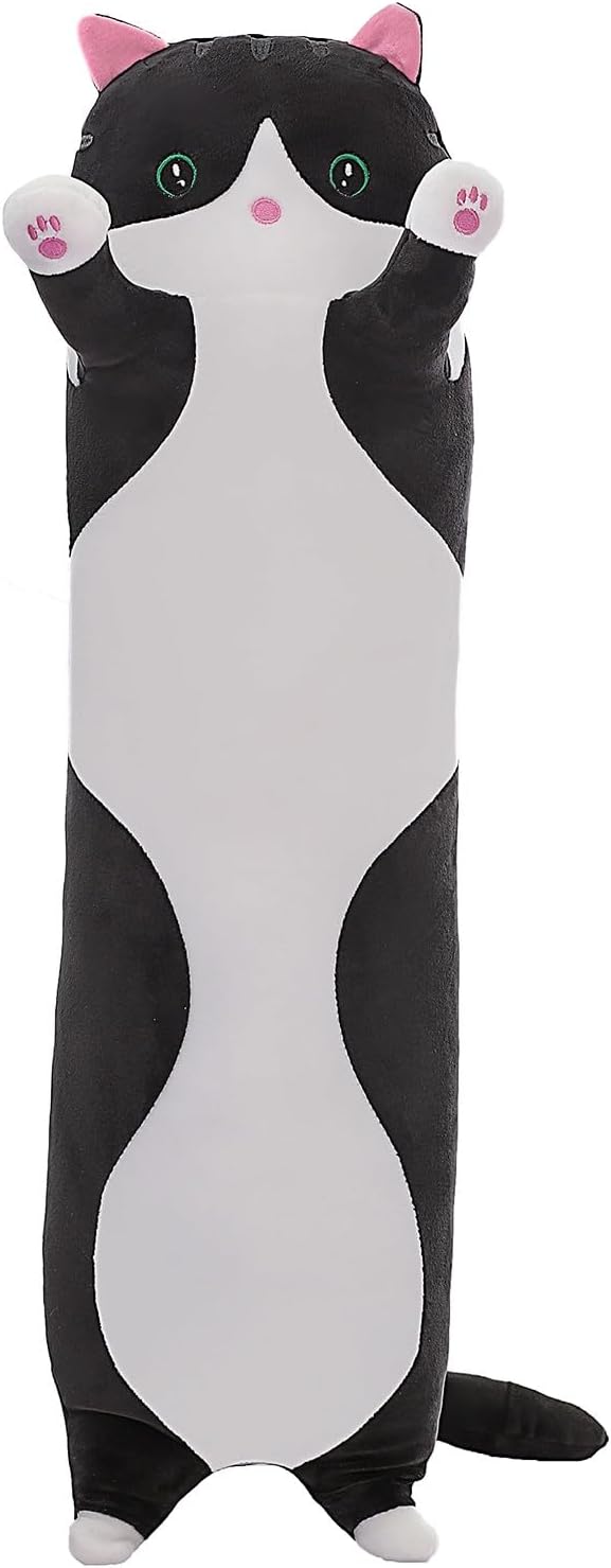 Cute Cat Plush Long Body Pillow Soft Cartoon Stuffed Animal Doll, Kawaii